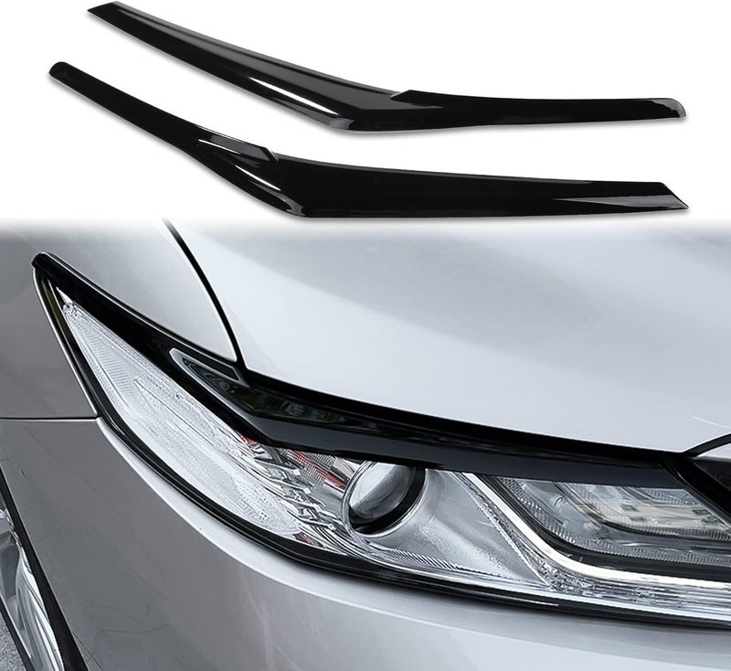 CKE for 8th Gen Camry Compatible with Toyota Camry 2024 2023 2022 2021 2020 2019 2018 Accessories (Not fit 2025+) Aggressive Look Car Exterior Headlight Eyebrow Eyelid Cover Trim -Glossy Black - Image 1